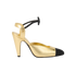 Chanel Two-Tone Bow Heels, £450, Shoes, Black/Gold, Leather, Front view