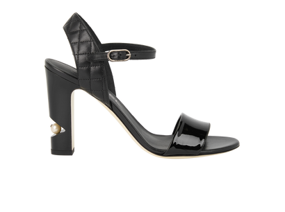 Chanel Embellished Heeled Sandals, front view