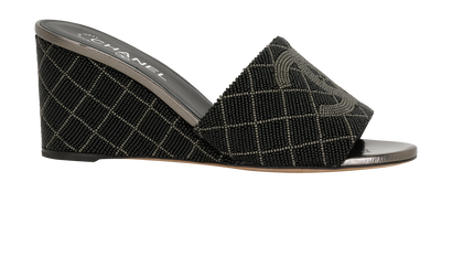 Chanel Beaded Mules, &pound;695, Shoes, Black, Leather, Front view