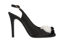 Chanel Camellia Bow Slingback Heels, Satin, Black, UK6, DB, 2*
