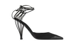 Chanel Birdcage Pointed Toe Heels, Satin/Leather, Black, UK4, DB/B, 2*
