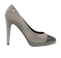 Chanel High Heeled Pumps, Suede, Grey, UK 4, 2*