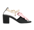 Chanel CC Bow & Pearl Block Heels, &pound;950, Shoes, Black/Pink, Leather/Silk, Front view