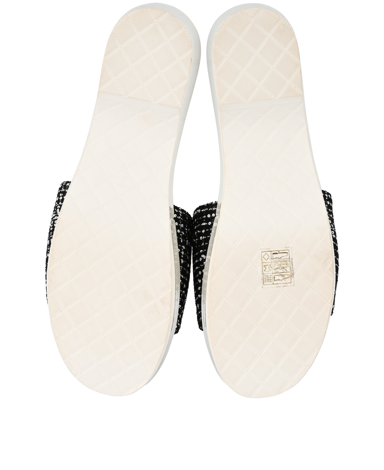 Chanel Platform Sandals, &pound;695, Shoes, Black/White, Fabric/Leather, Top view