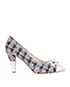 Chanel Weave Camelia Heels, &pound;210, Shoes, Blue/White, Cotton, Front view