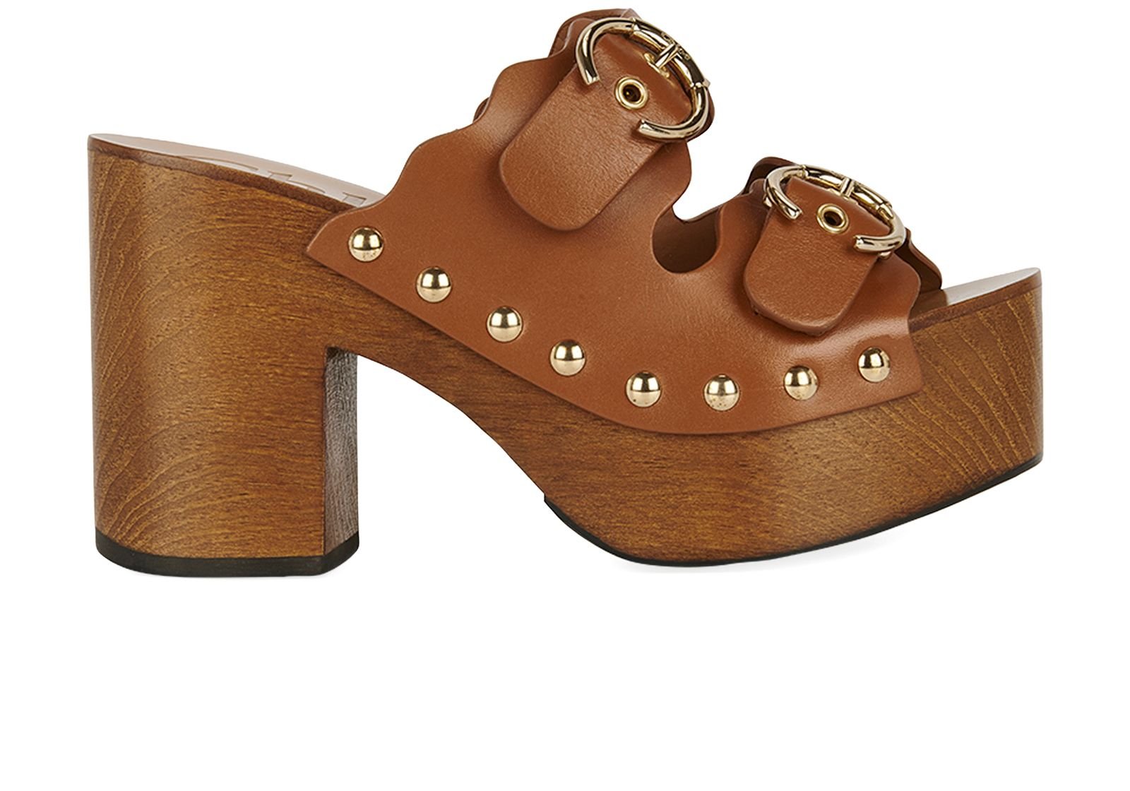 Louis Vuitton Luxury Leather Clogs Wooden Sandal