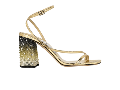 Jimmy Choo Stars Block Heel Sandals, &pound;295, Shoes, Gold, Leather, Front view