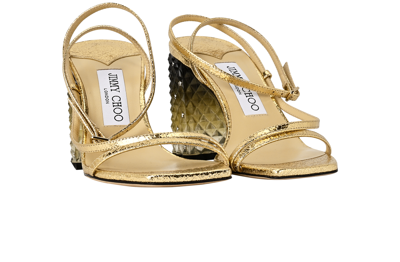 Jimmy Choo Stars Block Heel Sandals, &pound;295, Shoes, Gold, Leather, Side view