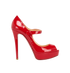 Christian Louboutin Bana Mary Jane Pumps, &pound;180, Shoes, Red, Patent Leather, Front view