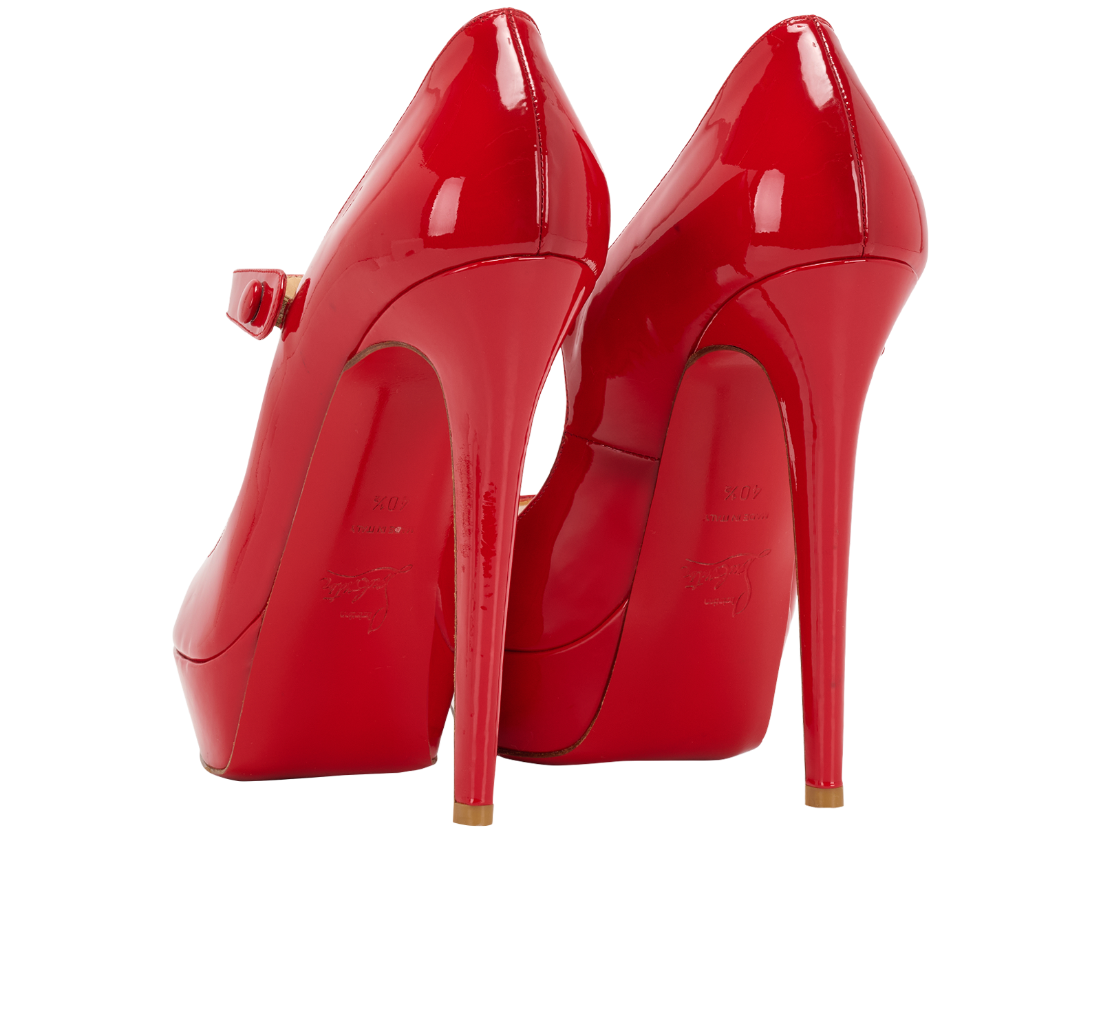 Christian Louboutin Bana Mary Jane Pumps, &pound;180, Shoes, Red, Patent Leather, Back view