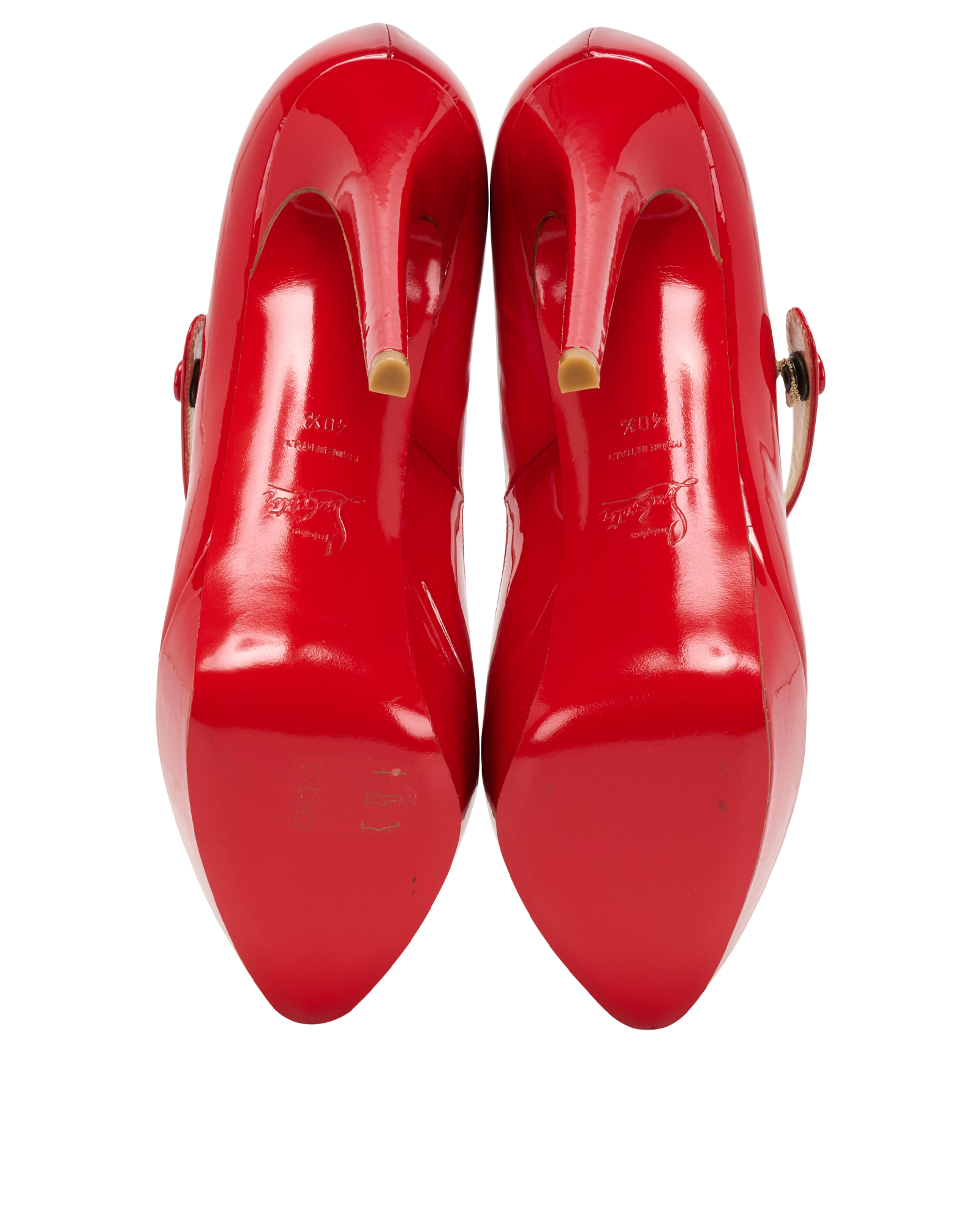 Christian Louboutin Bana Mary Jane Pumps, &pound;180, Shoes, Red, Patent Leather, Top view