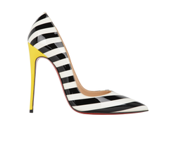 Christian Louboutin Striped So Kate 120, Patent, Black/White, UK5, 2*
