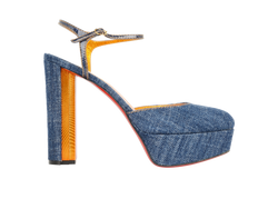 Christian Louboutin Coluna Pump 130 Heels, Denim, Blue, UK7, DB/B, 3*