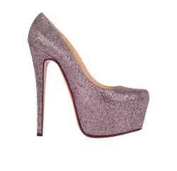 Christian Louboutin Glitter Platform, Fabric/Leather, Purple, UK5.5, 3*