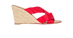 Christian Louboutin Dispo Zeppa Wedge 85, Satin, Red, UK4, DB/B, 3*