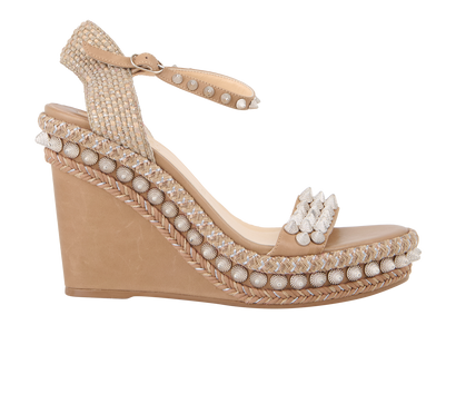 Christian Louboutin Lata Wedges, &pound;250, Shoes, Beige/Silver, Leather, Front view