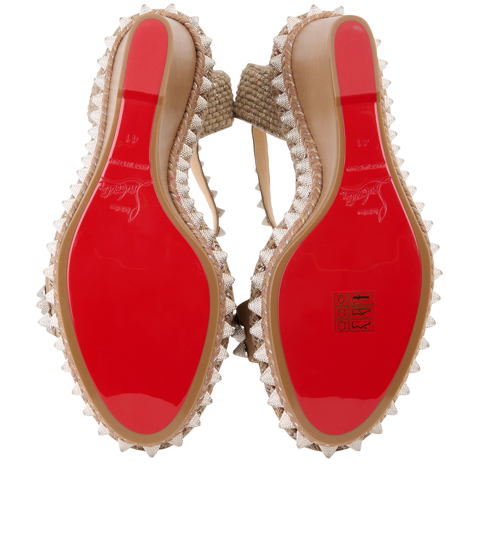 Christian Louboutin Lata Wedges, &pound;250, Shoes, Beige/Silver, Leather, Top view