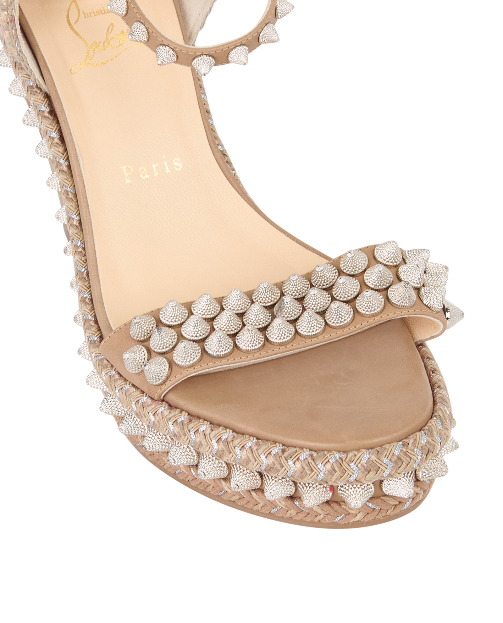 Christian Louboutin Lata Wedges, &pound;250, Shoes, Beige/Silver, Leather, Other view