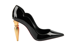 Christian Louboutin Lipchick 100 Pumps, Patent, Black, UK5.5, DB/B, 2*