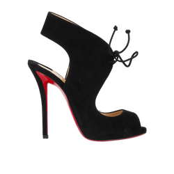 Christian Louboutin Allegra Peep Toes, Suede, Black, UK4, 3*