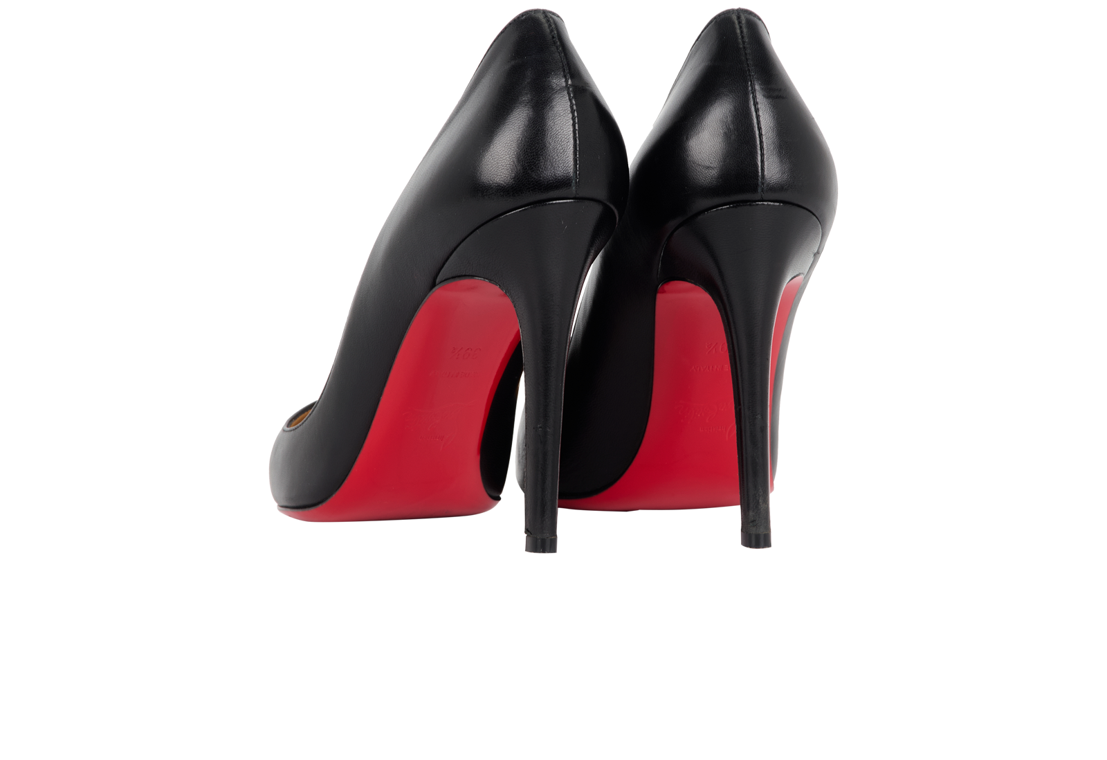 Christian Louboutin Pigalle Heels, &pound;260, Shoes, Black/Red, Leather, Back view