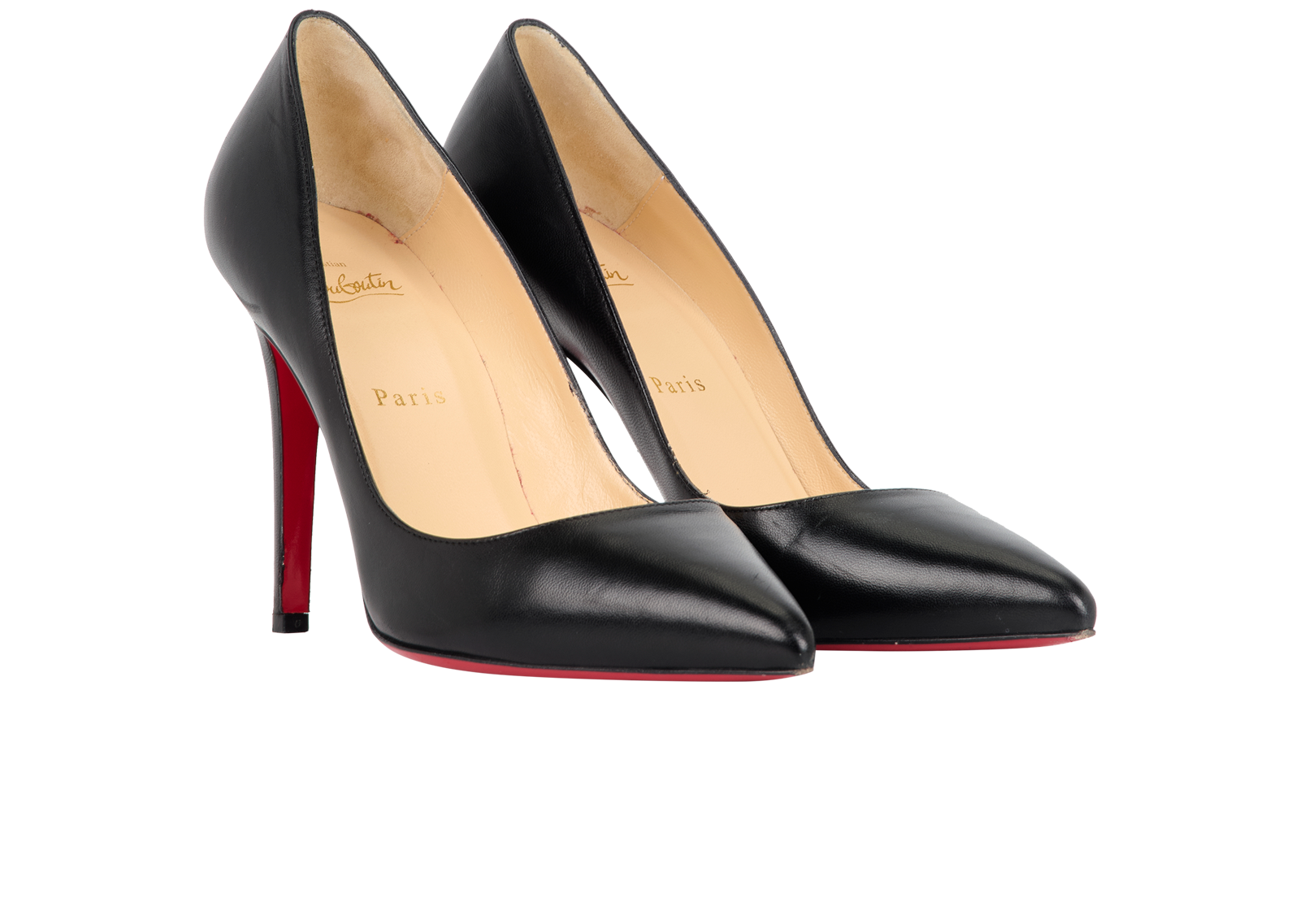 Christian Louboutin Pigalle Heels, &pound;260, Shoes, Black/Red, Leather, Side view