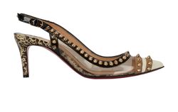 Christian Louboutin Manovra Slingback Heels, PVC/Patent, Black/White, UK2.