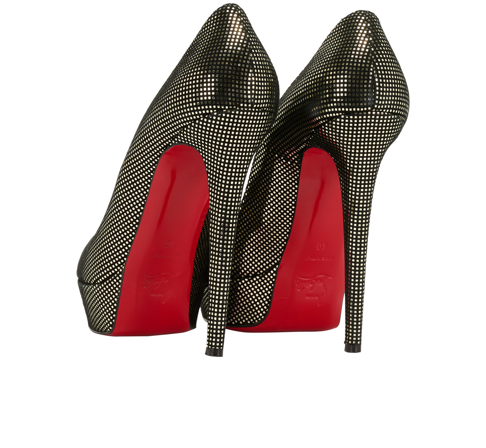 Christian Louboutin Lady Peep Platforms, &pound;150, Shoes, Black/Silver, Suede, Back view