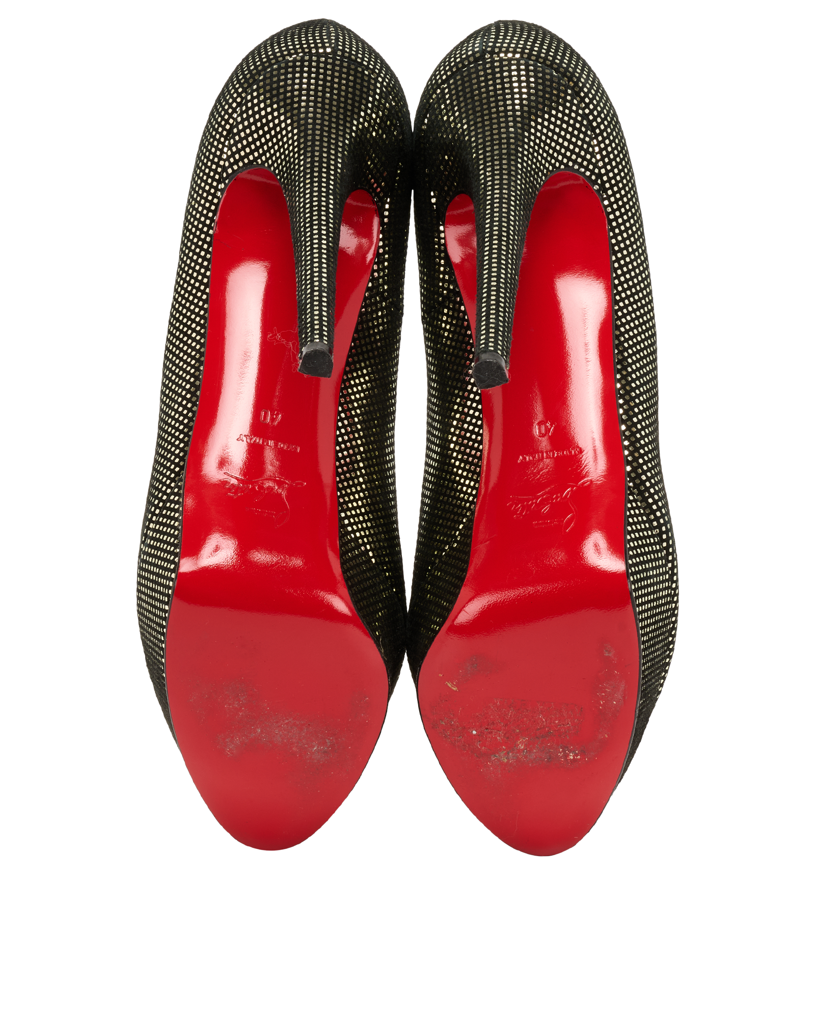 Christian Louboutin Lady Peep Platforms, &pound;150, Shoes, Black/Silver, Suede, Top view