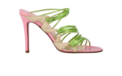 Christian Louboutin Frescobaldi 100, Metallic Leather,Green/Pink,B/DB,2*