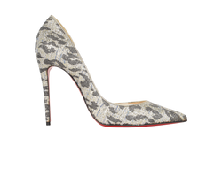 Christian Louboutin Iriza Pointed Heel, Fabric/Leather, Silver/Grey,UK5,3*