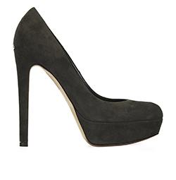 Christian Dior Platform Heels, Suede, Charcoal Grey, 5, DB,B, 2*