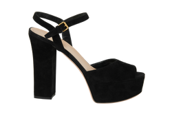 Christian Dior Platform Sandals, Suede, Black, UK 8.5, DB, 2*