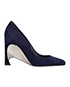 Christian Dior Navy Blue Suede Optique Wedge Pumps, front view