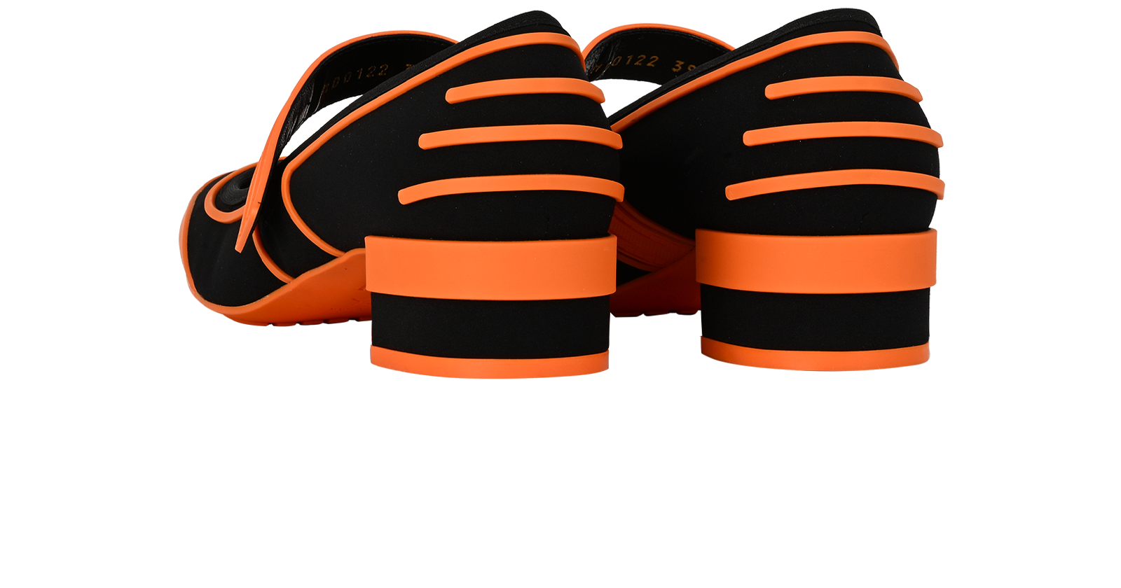 Christian Dior Roller Mary Jane Pumps, &pound;220, Shoes, Black/Orange, Fabric/Rubber, Back view