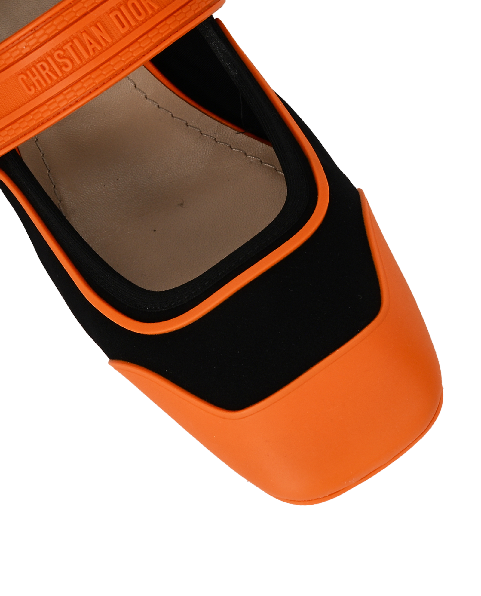 Christian Dior Roller Mary Jane Pumps, &pound;220, Shoes, Black/Orange, Fabric/Rubber, Other view