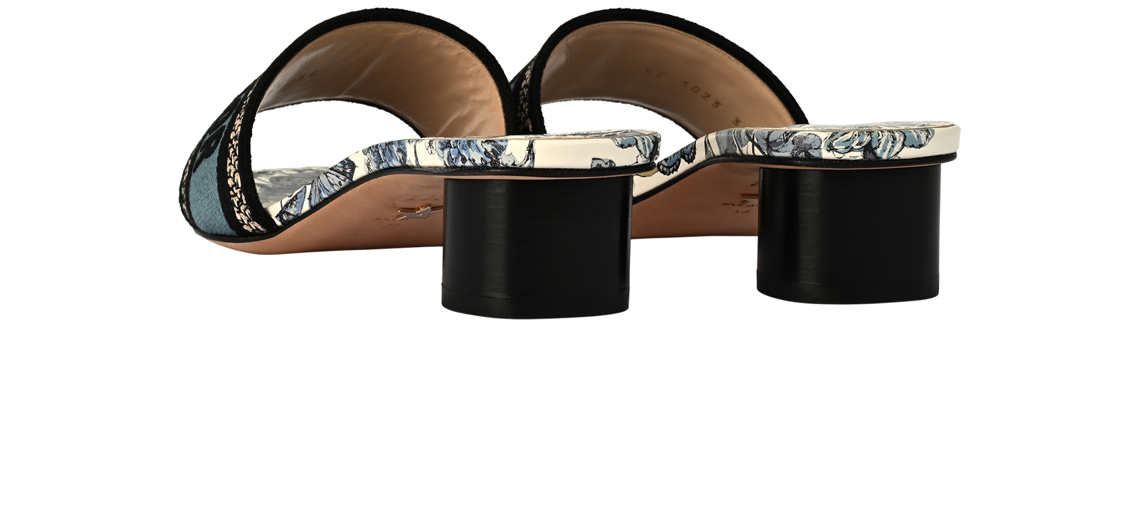 Dior D-way Block Heel Slides, &pound;350, Shoes, Blue, Canvas/Leather, Back view