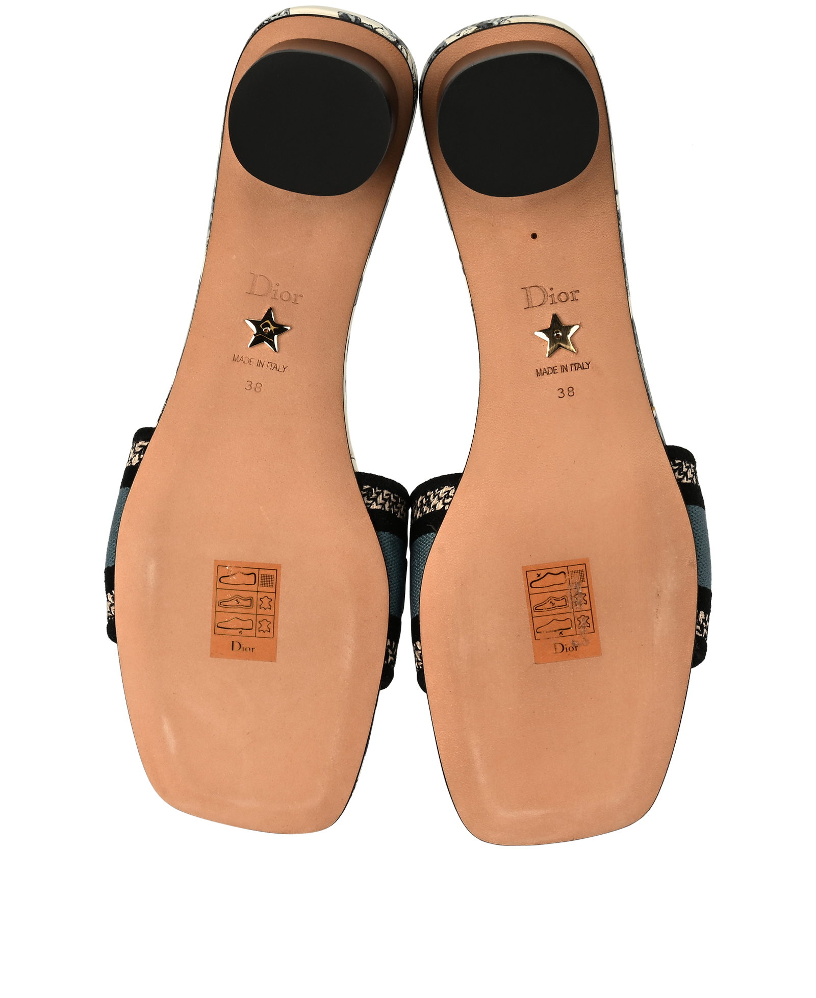 Dior D-way Block Heel Slides, &pound;350, Shoes, Blue, Canvas/Leather, Top view