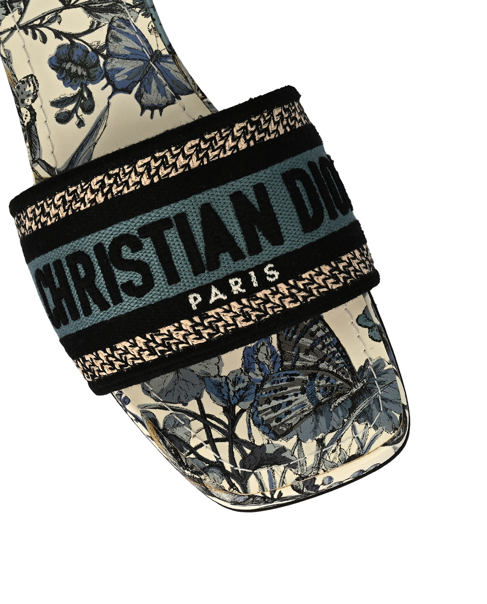 Dior D-way Block Heel Slides, &pound;350, Shoes, Blue, Canvas/Leather, Other view