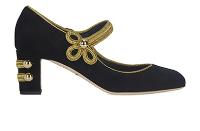 Dolce & Gabbana Gold Braid Block Heel, front view