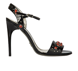 Dolce and Gabbana Embellished Heels, Leather, Black, 7, DB,B, 3*