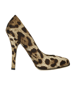 Dolce & Gabbana Satin Leopard Print Heels, Heels - Designer