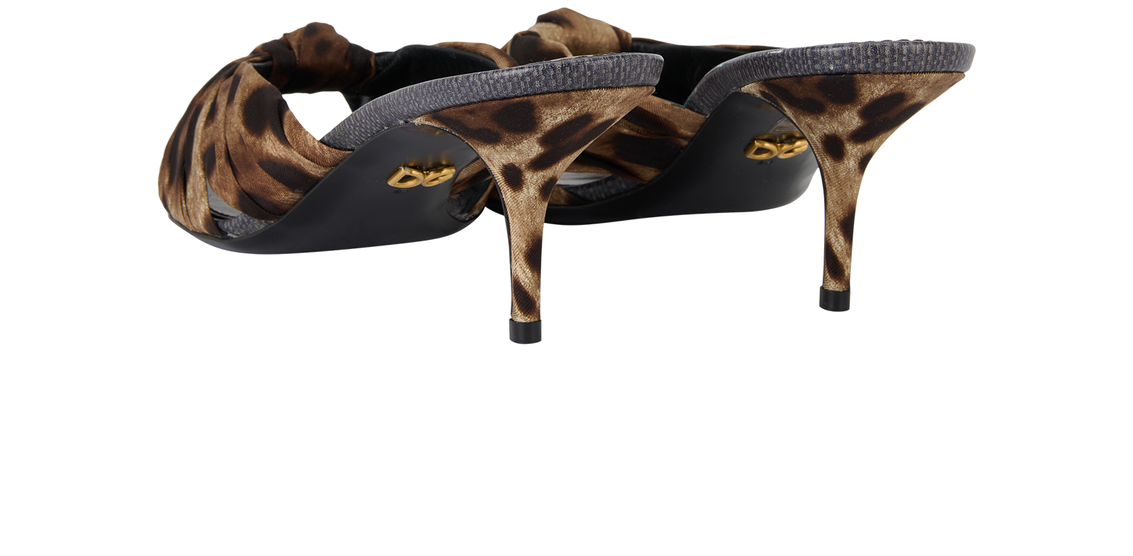 Dolce & Gabbana Leopard Print Sandals, &pound;175, Shoes, Brown, Fabric/Leather, Back view