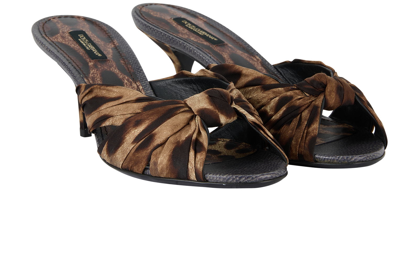 Dolce & Gabbana Leopard Print Sandals, &pound;175, Shoes, Brown, Fabric/Leather, Side view