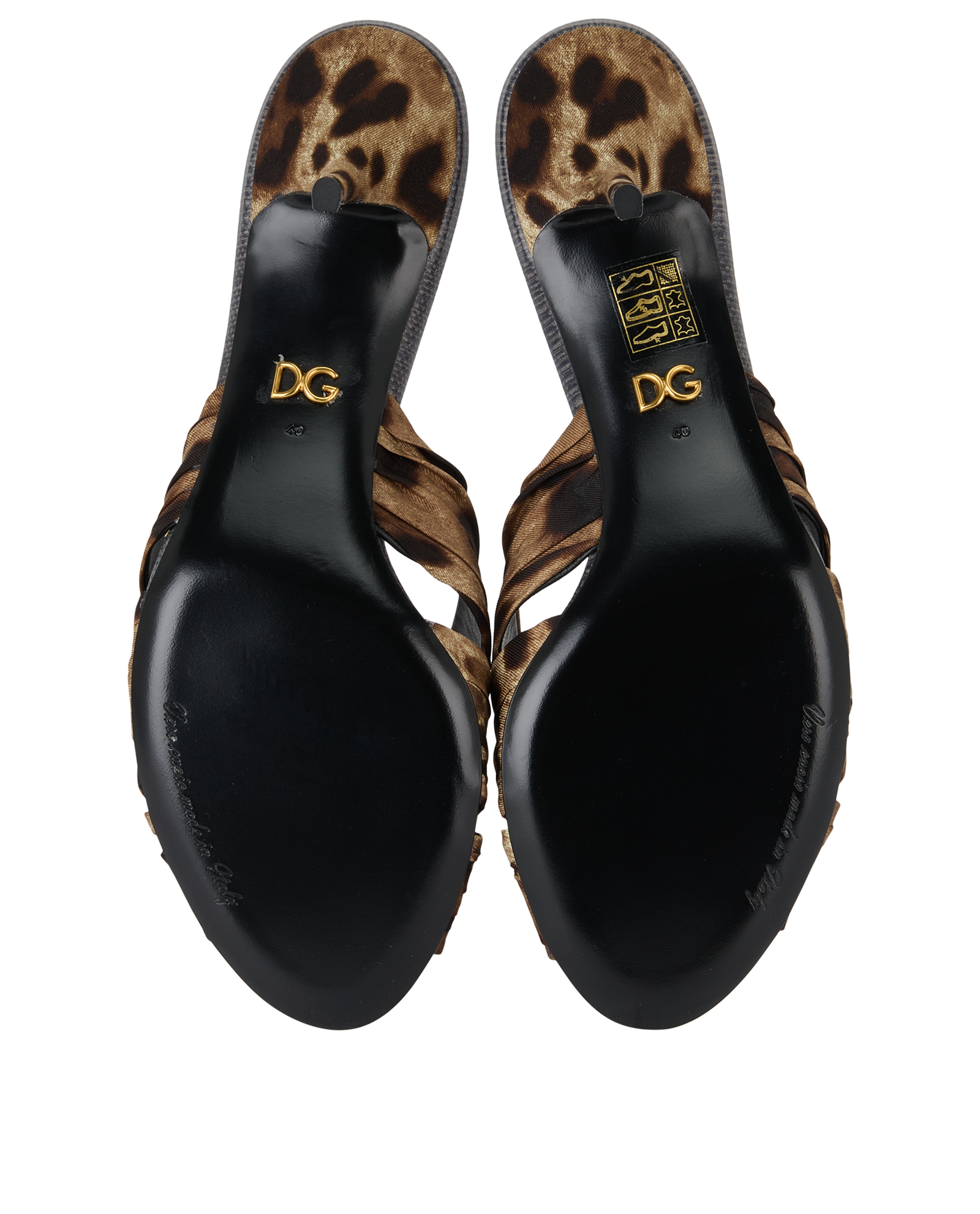 Dolce & Gabbana Leopard Print Sandals, &pound;175, Shoes, Brown, Fabric/Leather, Top view