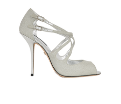 Dolce & Gabbana Crossover Strappy High Heels, Leather, Silver, UK6, B, 3*