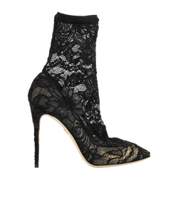 Dolce & Gabbana Lace Sock Boots, Leather/Fabric Black, UK5, 3*