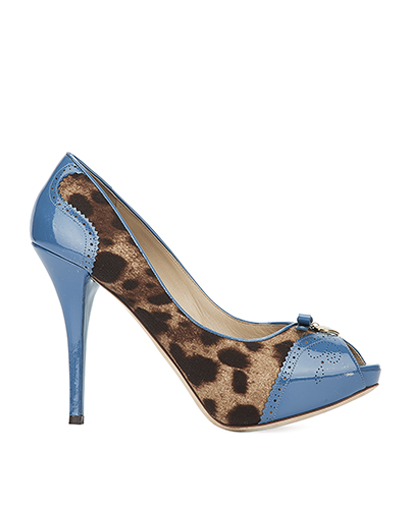 Dolce & Gabbana Blue Peep Toe Pumps, front view
