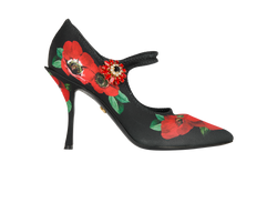 Dolce & Gabbana Floral Court Heels, Fabric, Black/Red, UK3, B/DB, 4*