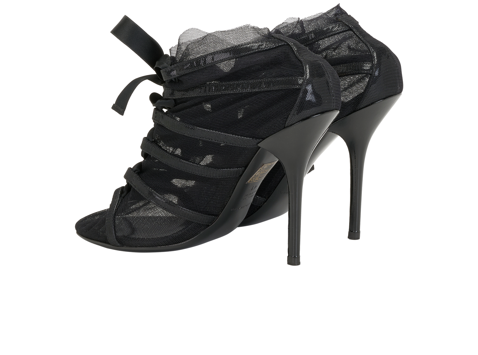Dolce & Gabbana Lace Up Pumps, &pound;120, Shoes, Black, Mesh, Back view